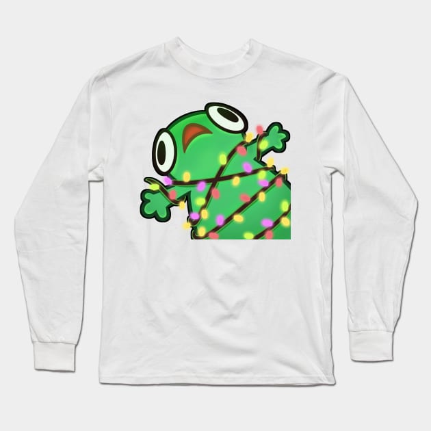 Froggie tangled in Christmas lights Long Sleeve T-Shirt by Nucifen